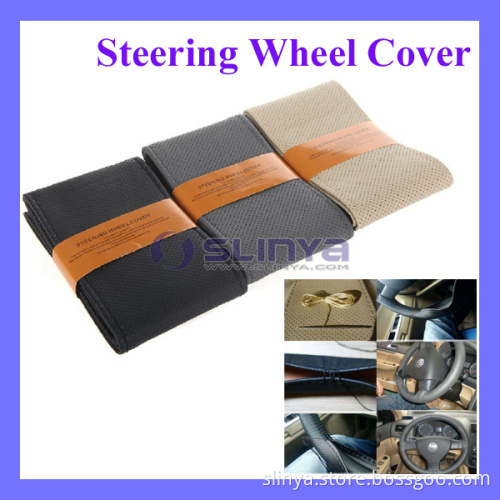 Popular DIY Car Steering Wheel Cover Artificial Leather Hand Sewing with Needle and Thread